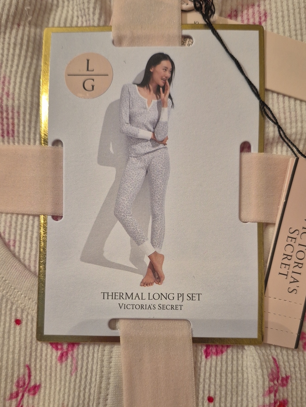 Victoria's Secret White Pink Floral Thermal PJ Set